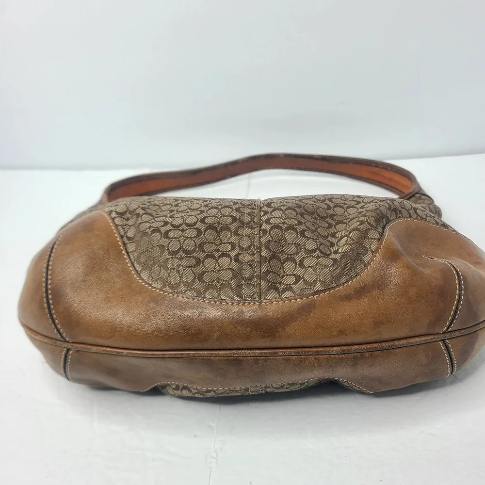 Vintage Coach Hampton Signature C Jacquard Hobo Bag Brown Tan A3K-6617 Y2K